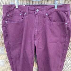 Levi's Men's 514 34x30 Red Wine Pants Straight Fit Stretch Padox‎ Canvas Chino